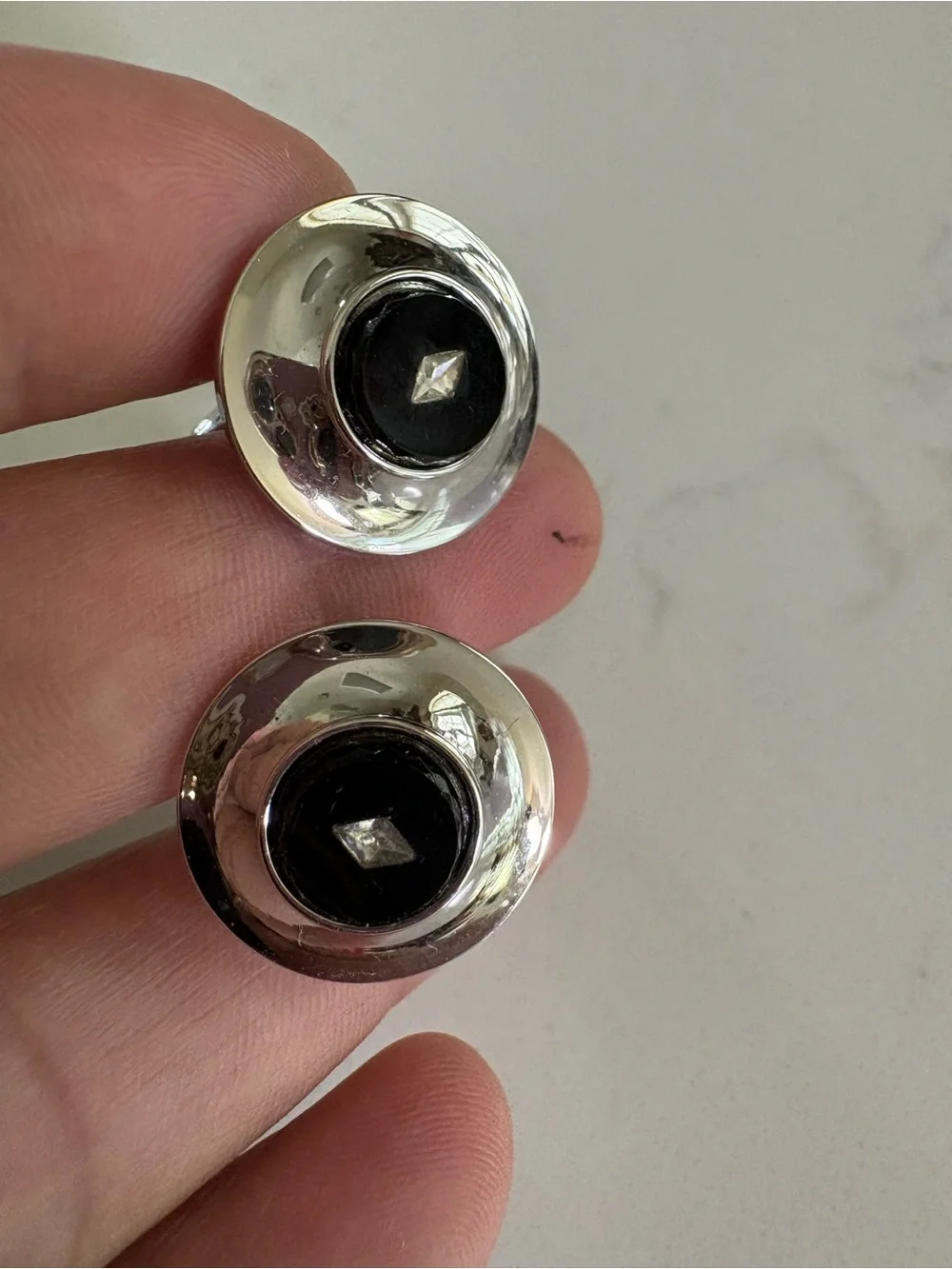 Silver Cufflinks with Black Stone